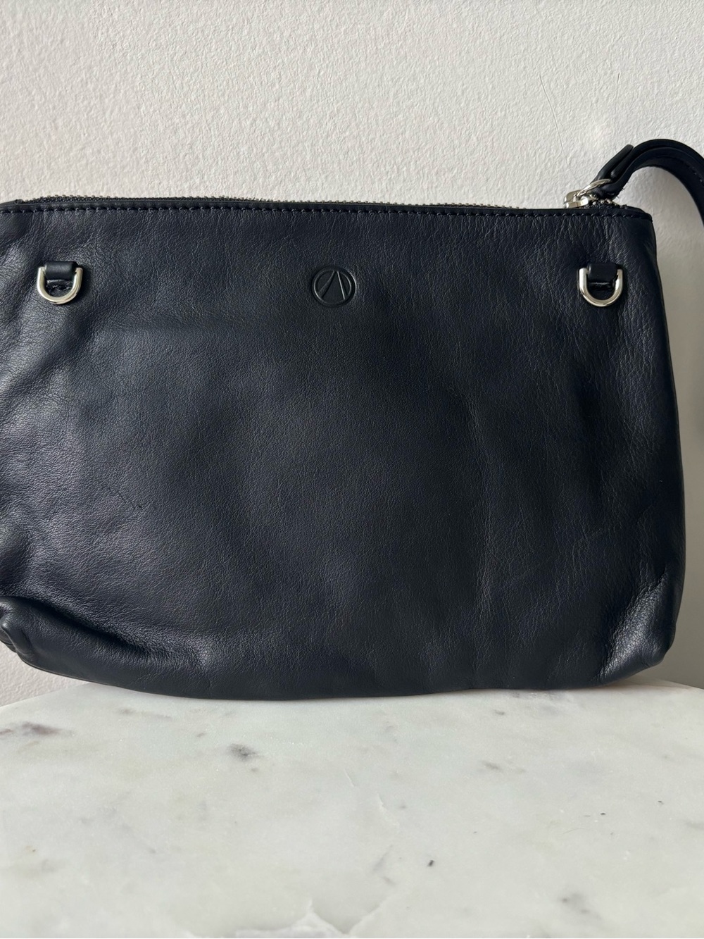 MISMO M/S pouch black leather wristlet clutch crossbody